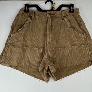 BDG Corduroy Carpenter Shorts Womens Tan Brown Raw Hem Size 27 Y2K